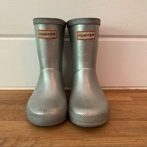 Silver Glitter Hunter Boots